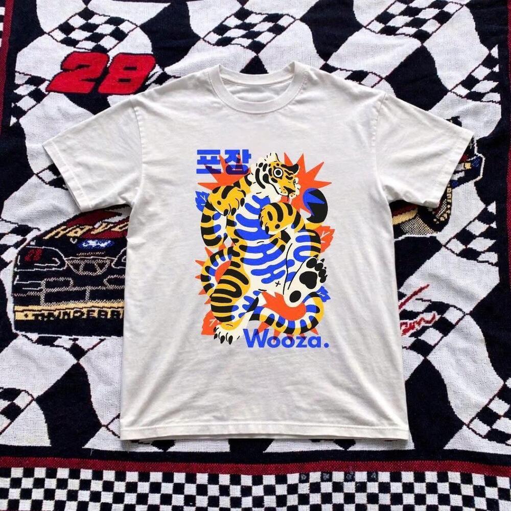 Rare Wooza X Hot Wheels Tiger Tee White Cotton Streetwear Tee